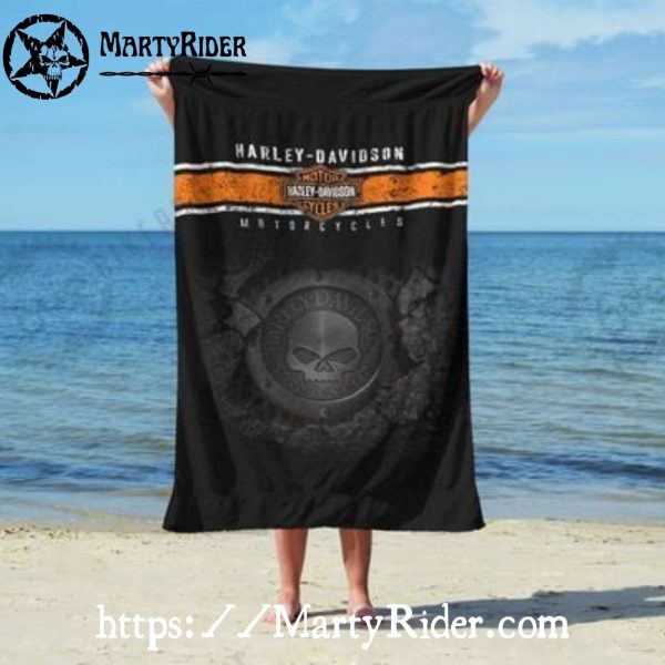 Skull Seal Grunge Harley Davidson Beach Towels