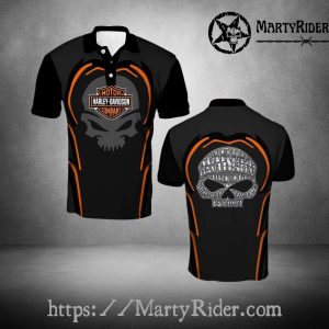 Skull Shadow Design Harley Davidson Polo Shirt in Black