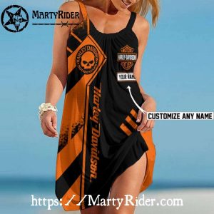 Skull Stripe Harley Davidson Beach Dress Customizable Ride