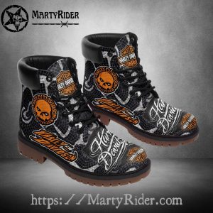 Skull Target Pattern Harley Davidson Riding Boots