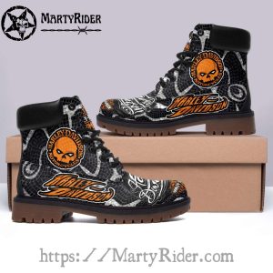 Skull Target Pattern Harley Davidson Riding Boots