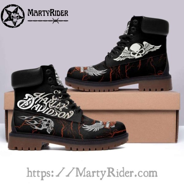 Skull Wing Harley Davidson Shoes Timberland Mens Riding Boots