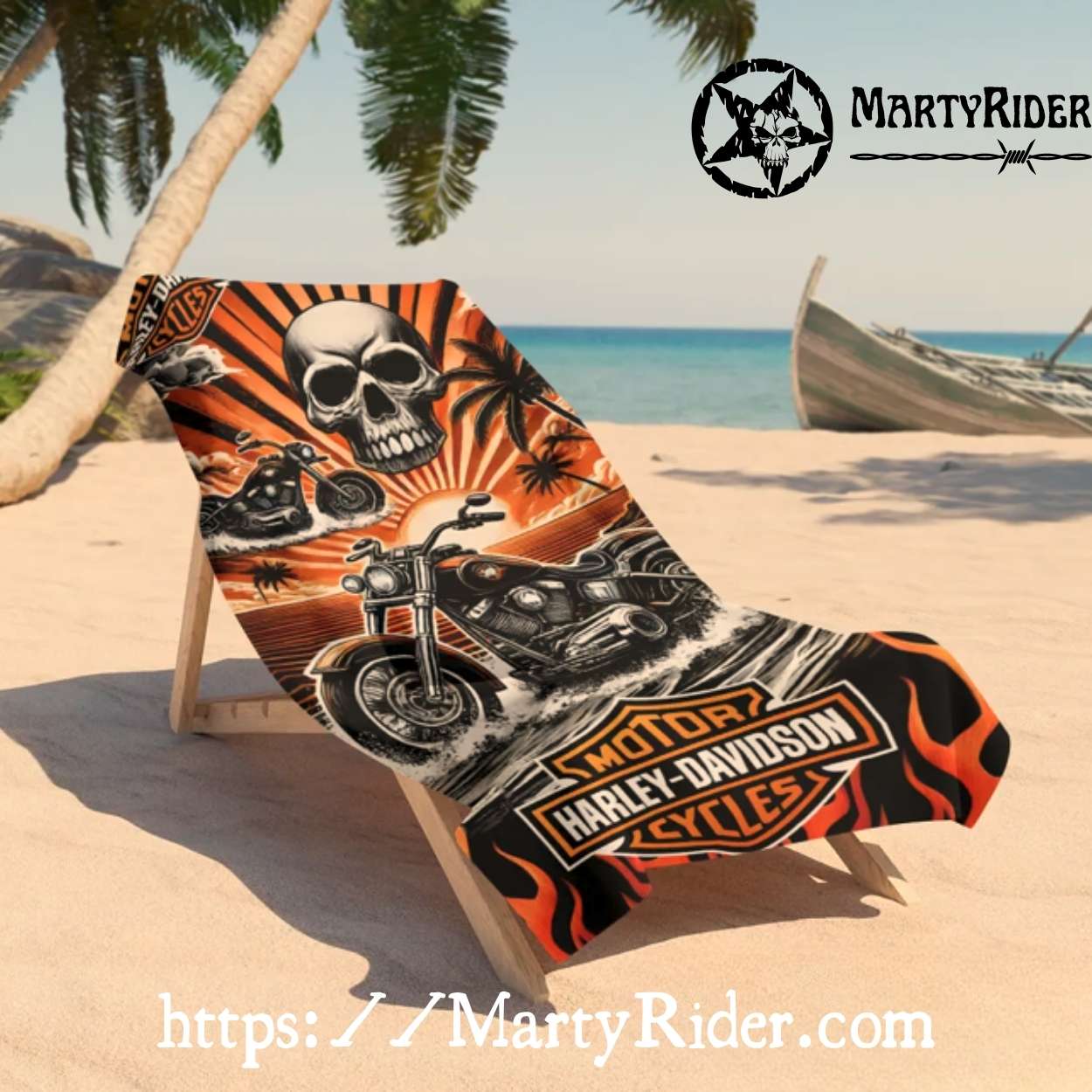 Skull and Twin Bikes Harley Davidson Beach Towels Skull and Twin Bikes Harley Davidson Beach Towels