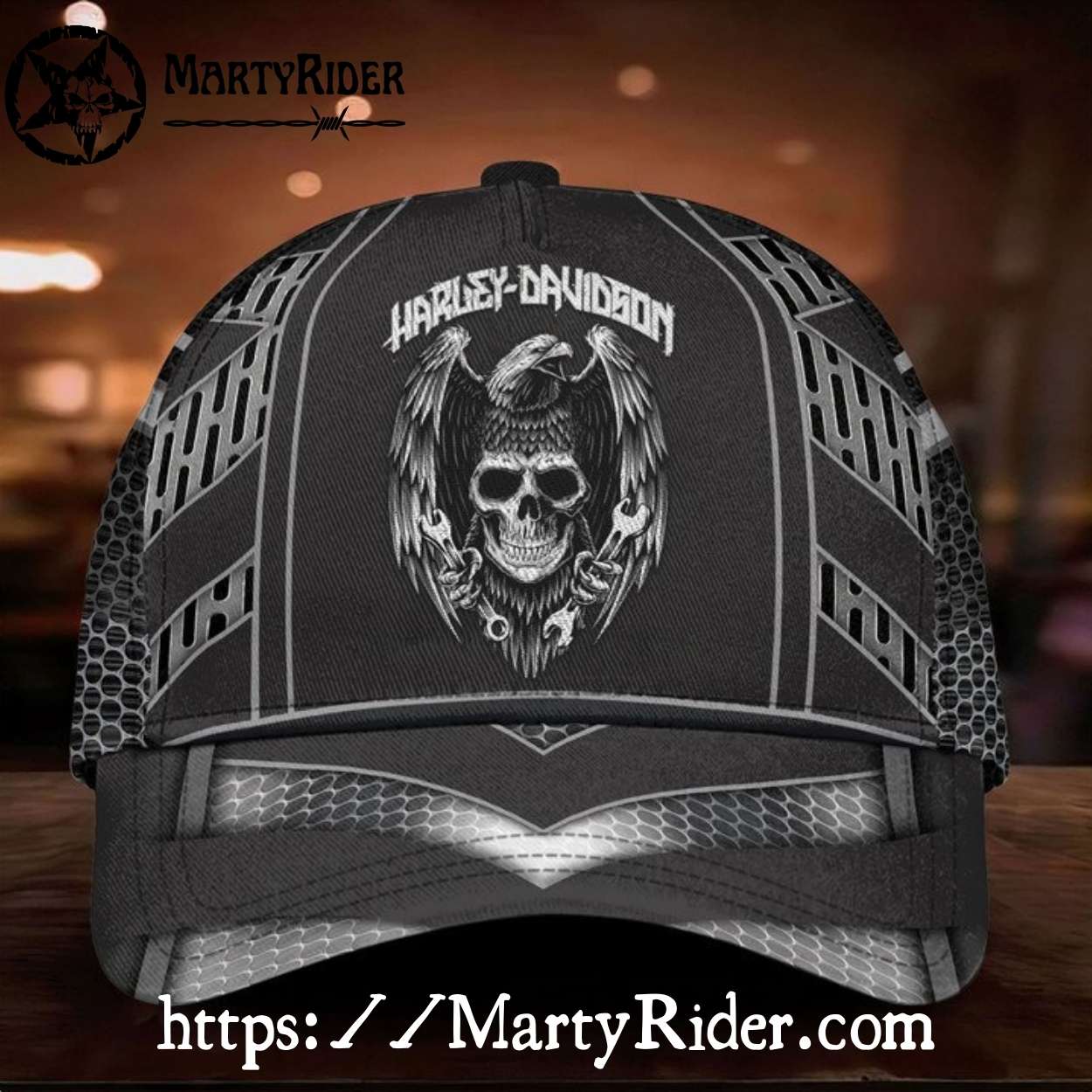 Skull and Wrenches Harley Davidson Caps – Dark Rebel Vibe Skull and Wrenches Harley Davidson Caps – Dark Rebel Vibe