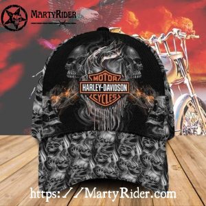 Smoky Skulls Harley Davidson Caps – Allover Death Rider Art