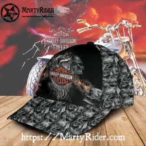 Smoky Skulls Harley Davidson Caps – Allover Death Rider Art