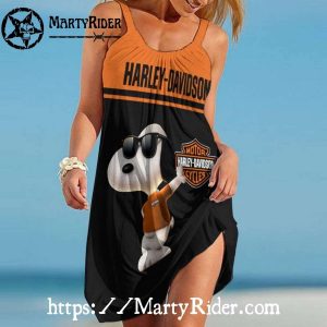 Snoopy Cool Harley Davidson Dresses Beach Style