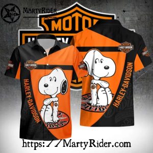 Snoopy Orange Ride Harley Davidson Hawaiian Shirt