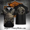 Splatter Design Harley Davidson Aloha Shirt In Black And Orange Theme