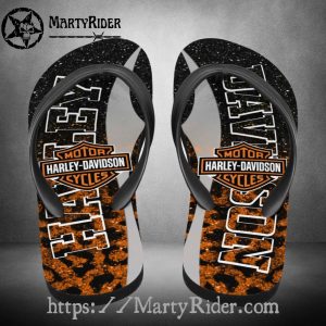 Spark Fade Harley Davidson Flip Flops Orange Leopard