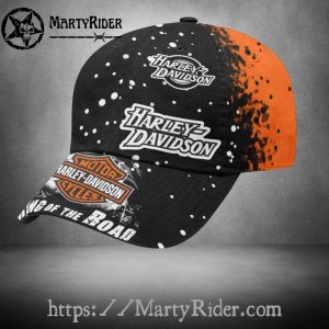 Splatter Art Harley Davidson Caps – Black Orange Style