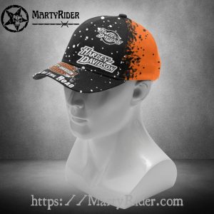 Splatter Art Harley Davidson Caps – Black Orange Style
