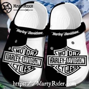 Split Black and White Harley Davidson Crocs Design
