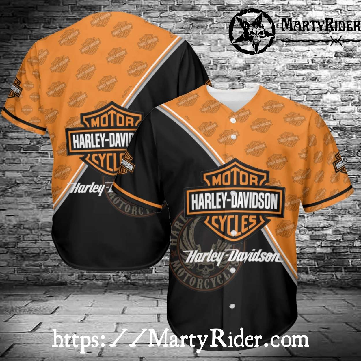 Split Logo Print Harley Davidson Baseball Jerseys Split Logo Print Harley Davidson Baseball Jerseys