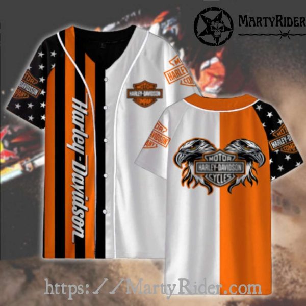 Star Sleeve Duo Tone Harley Davidson Baseball Shirt