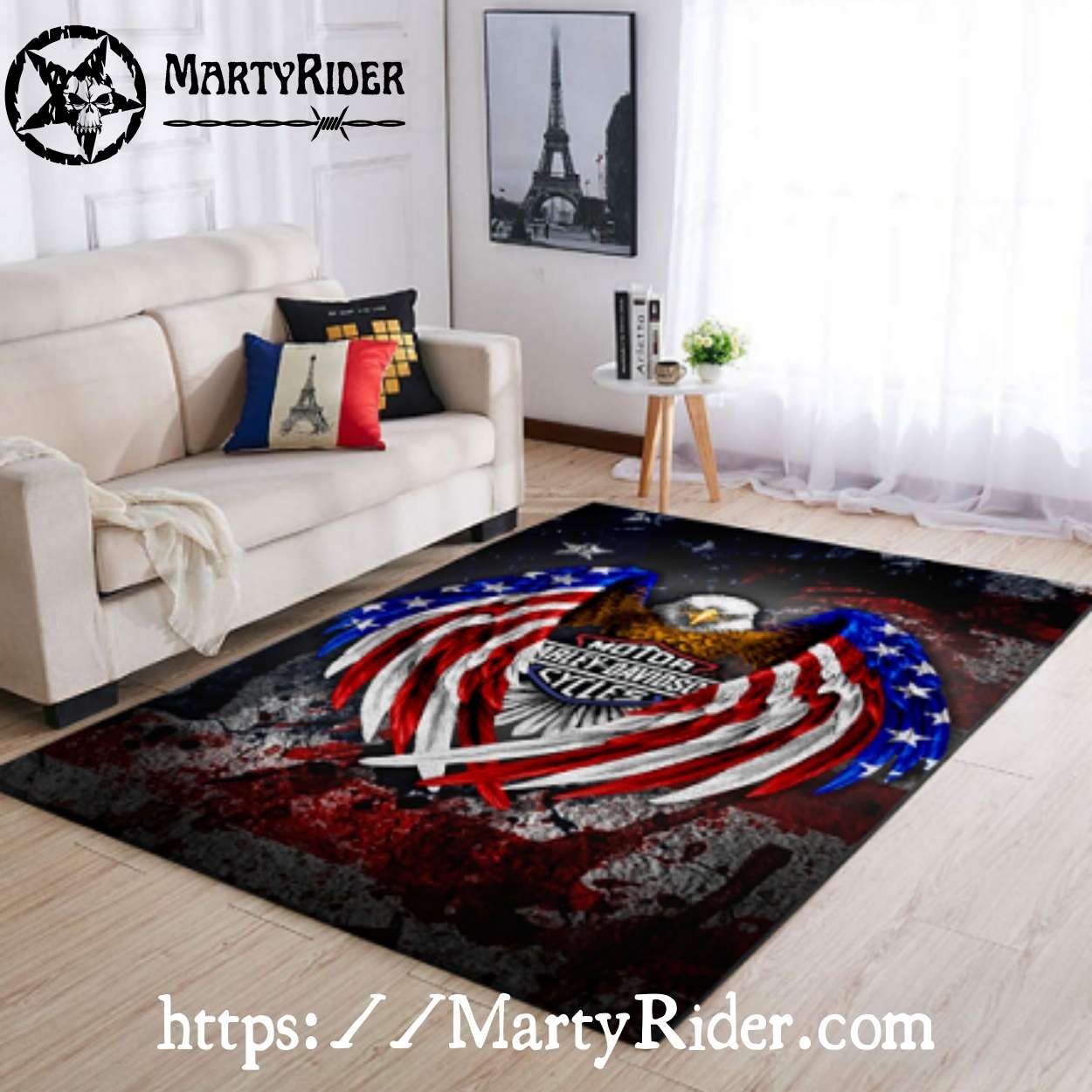 Star-Spangled Wings Eagle Harley Davidson Rugs Star-Spangled Wings Eagle Harley Davidson Rugs