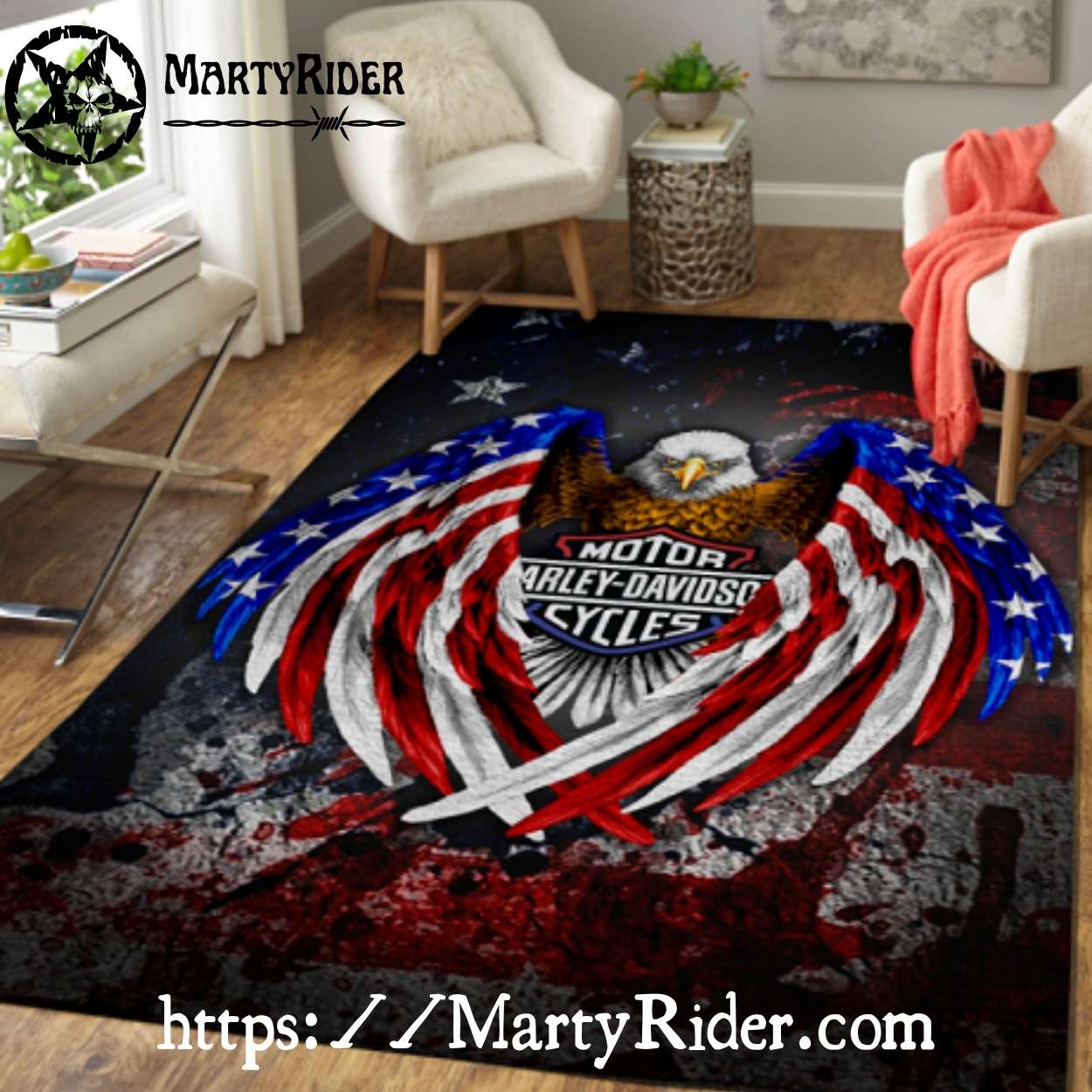 Star-Spangled Wings Eagle Harley Davidson Rugs Star-Spangled Wings Eagle Harley Davidson Rugs