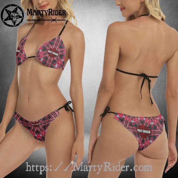 Starburst Lines Harley Davidson Bikini Retro Beach Style