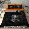 Gray Skull Stripe Harley Davidson Bedding Sets Monochrome