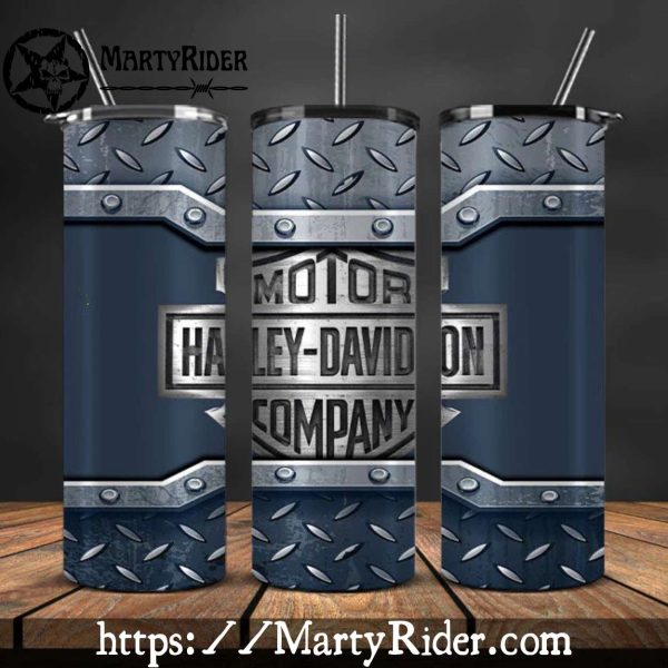 Steel Plate Design Harley Davidson Skinny Tumbler 20oz
