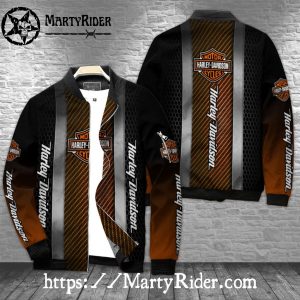 Steel Stripe Carbon Fiber Harley Davidson Bomber Jackets