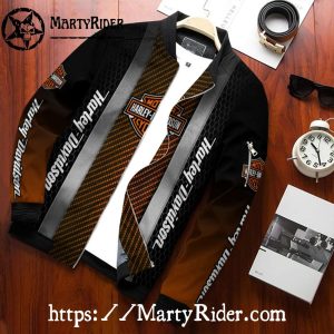 Steel Stripe Carbon Fiber Harley Davidson Bomber Jackets