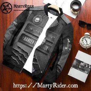 Steel Texture Riveted bomber jacket Harley Davidson Style