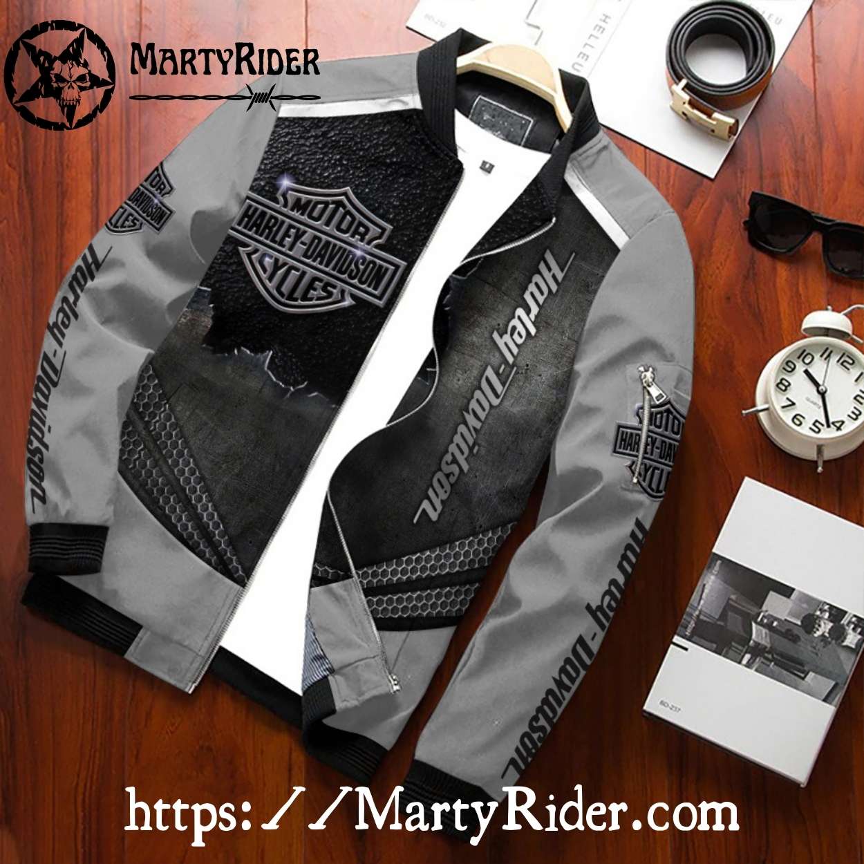 Steel Texture bomber jacket harley davidson gray black unique Steel Texture bomber jacket harley davidson gray black unique