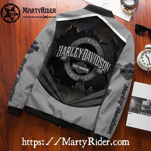 Steel Texture bomber jacket harley davidson gray black unique