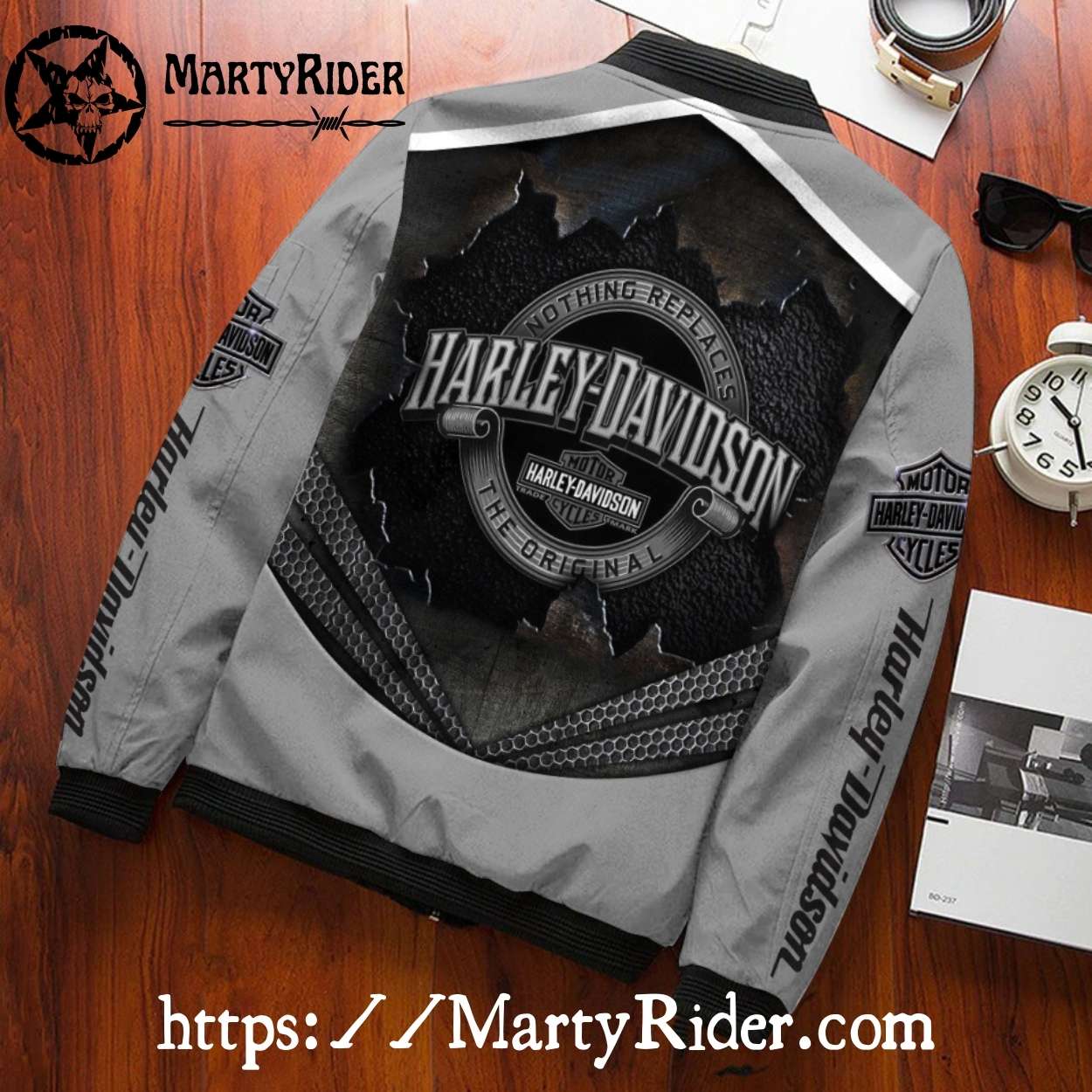 Steel Texture bomber jacket harley davidson gray black unique Steel Texture bomber jacket harley davidson gray black unique