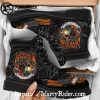 Barbed Skull Harley Davidson Crocs with Orange Strap
