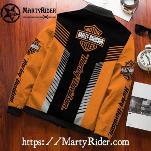 Stripe Block bomber jacket harley davidson black orange clean