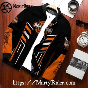 Striped Panels bomber jacket harley davidson orange black