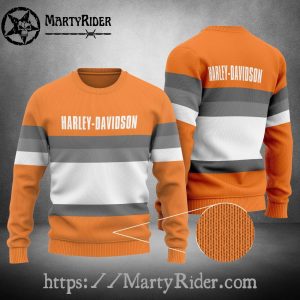Striped Retro Style Harley Davidson Ugly Xmas Sweater