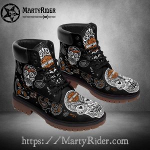 Sugar Skull Harley Davidson Shoes Timberland Mens Boots