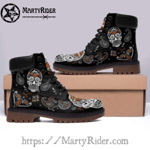 Sugar Skull Harley Davidson Shoes Timberland Mens Boots