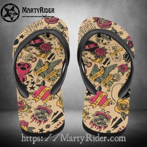 Tattoo Art Harley Davidson Flip Flops Retro Vibes