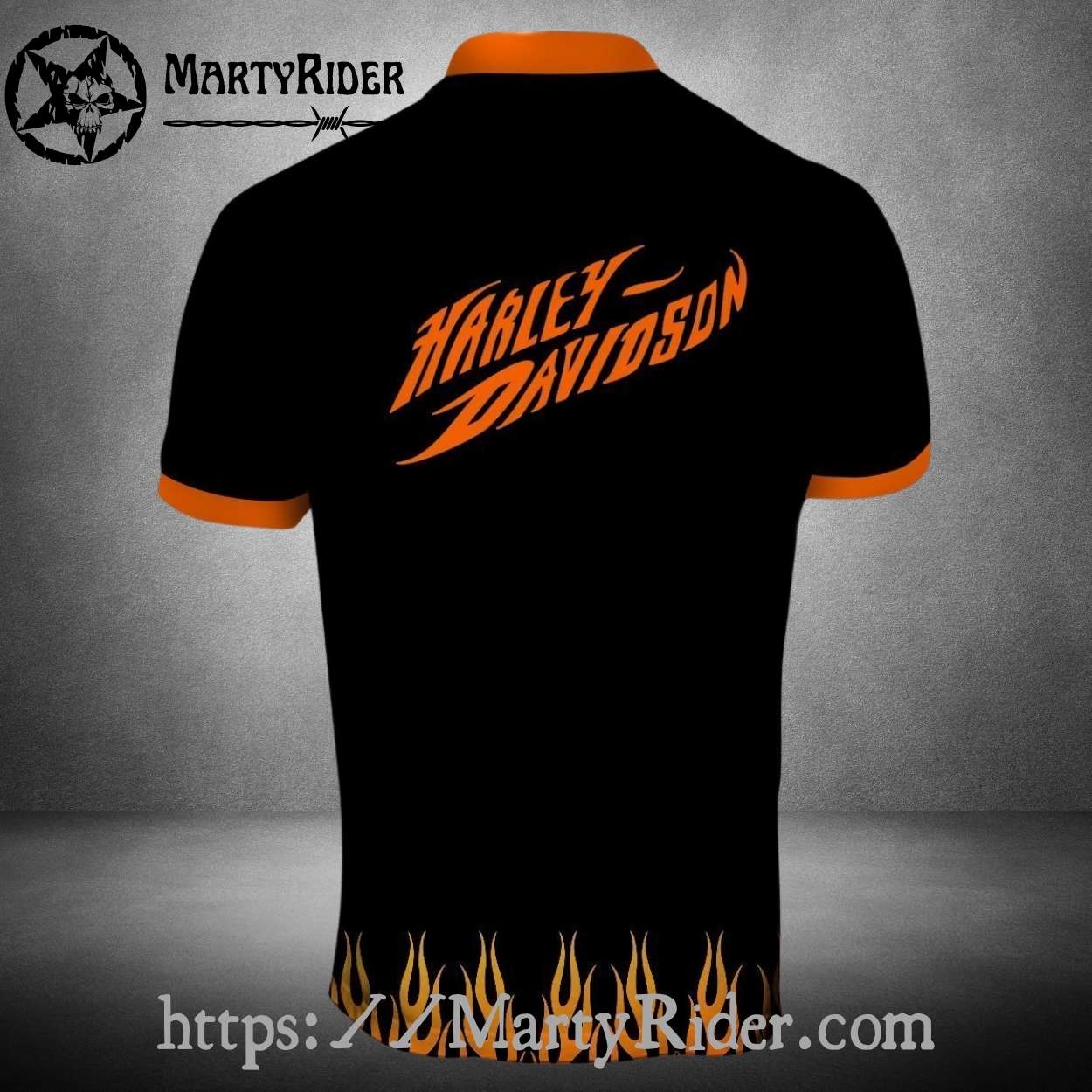 Tattoo Pattern Harley Davidson Polo Shirt with Flames Tattoo Pattern Harley Davidson Polo Shirt with Flames