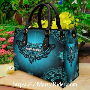 Teal Nautical Mandala Harley Davidson Leather Purse