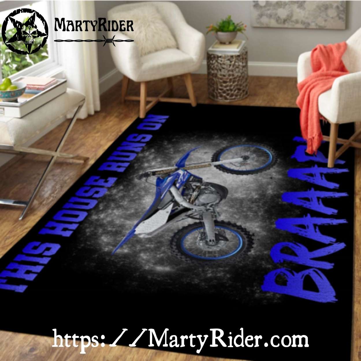This House Runs on Braaap Dirt Bike Rug This House Runs on Braaap Dirt Bike Rug