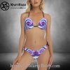 White Floral Harley Davidson Bikinis with Rose Print