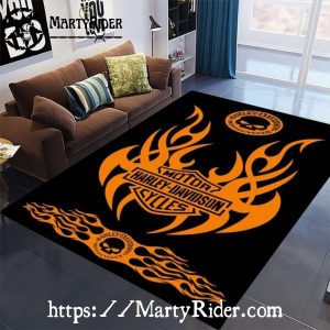 Tribal Flame Orange Design Harley Davidson Rugs
