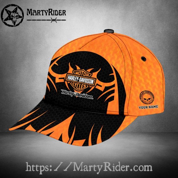 Tribal Orange Harley Davidson Cap Classic Fit