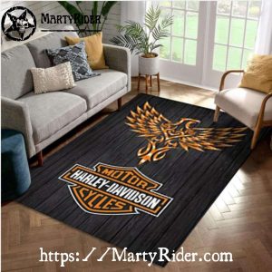 Tribal Phoenix Logo on Wood Harley Davidson Rugs