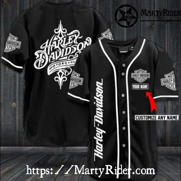 Tribal Script Harley Davidson Baseball Jerseys Custom Name