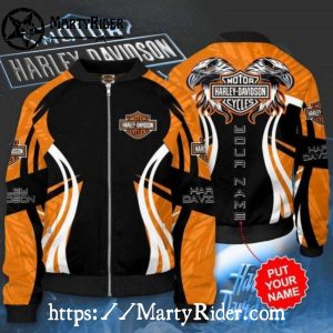 Twin Eagle Flames bomber jacket harley davidson custom design