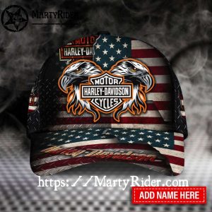 Twin Eagles American Flag Harley Davidson Cap