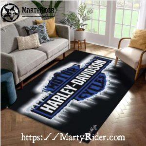 Urban Blue Graffiti Badge Harley Davidson Rugs