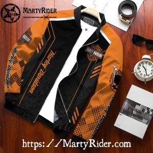 Urban Pixel bomber harley modern orange black harley jacket