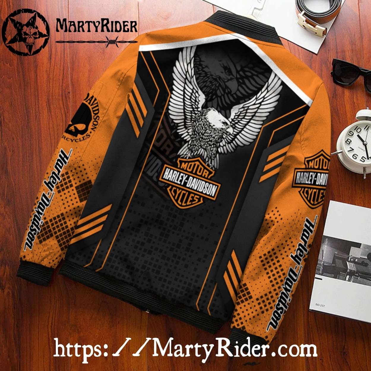Urban Pixel bomber harley modern orange black harley jacket Urban Pixel bomber harley modern orange black harley jacket